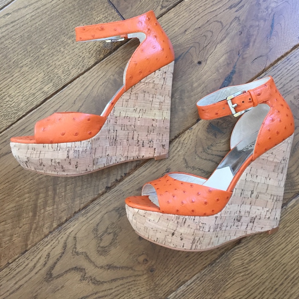 Michael Michael Kors Ariana Ostrich-Affect Wedge